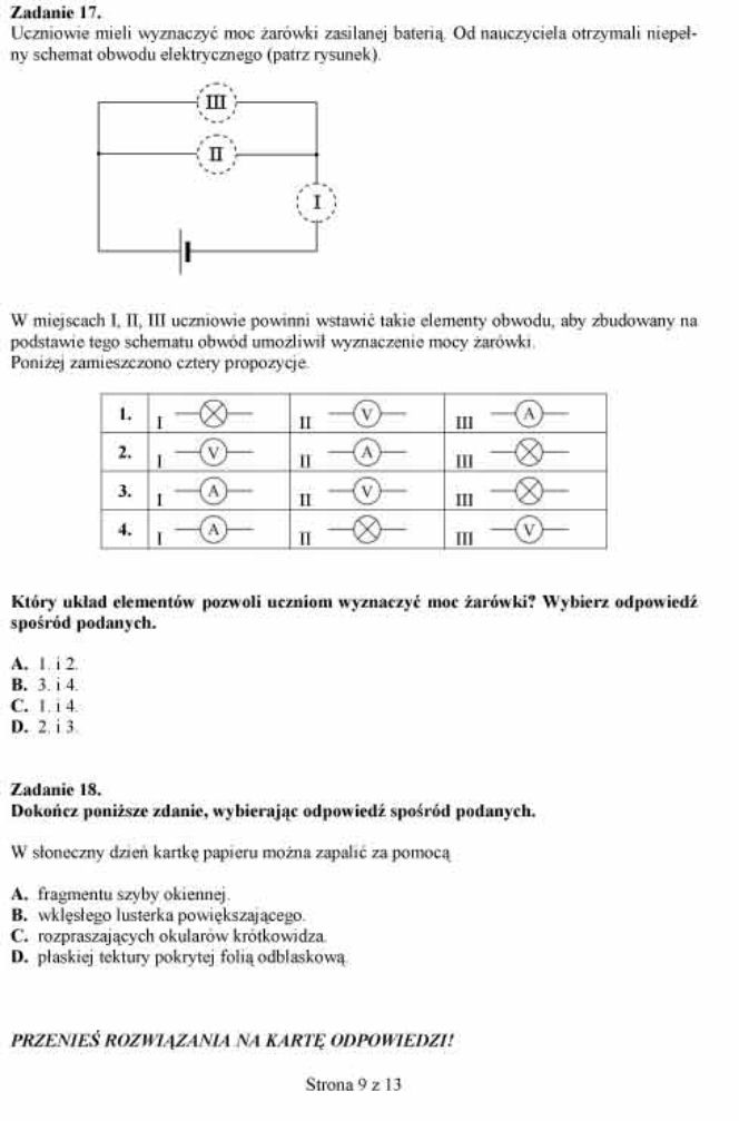 Próbny EGZAMIN GIMNAZJALNY grudzień 2011 - PRZEDMIOTY PRZYRODNICZE: Biologia, chemia, fizyka, geografia: jakie były PYTANIA, ARKUSZE, ODPOWIEDZI, PRZECIEKI