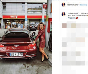 Anna Mucha wygina się  sexownie  przed samochodem