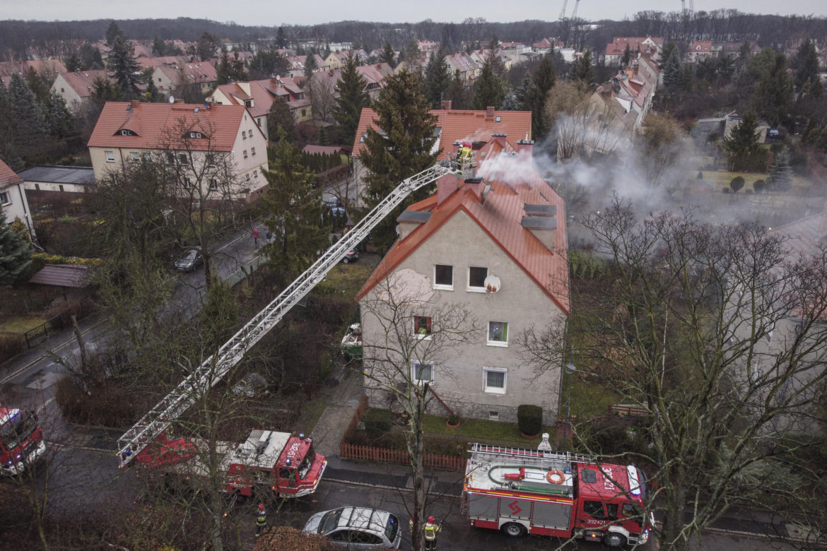 Pożar na wrocławskim Sępolnie we Wrocławiu 