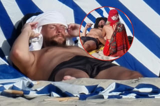 Sebastian Fabijański ukrył tajemniczą blondynkę za parawanem w Juracie. To robili na plaży 