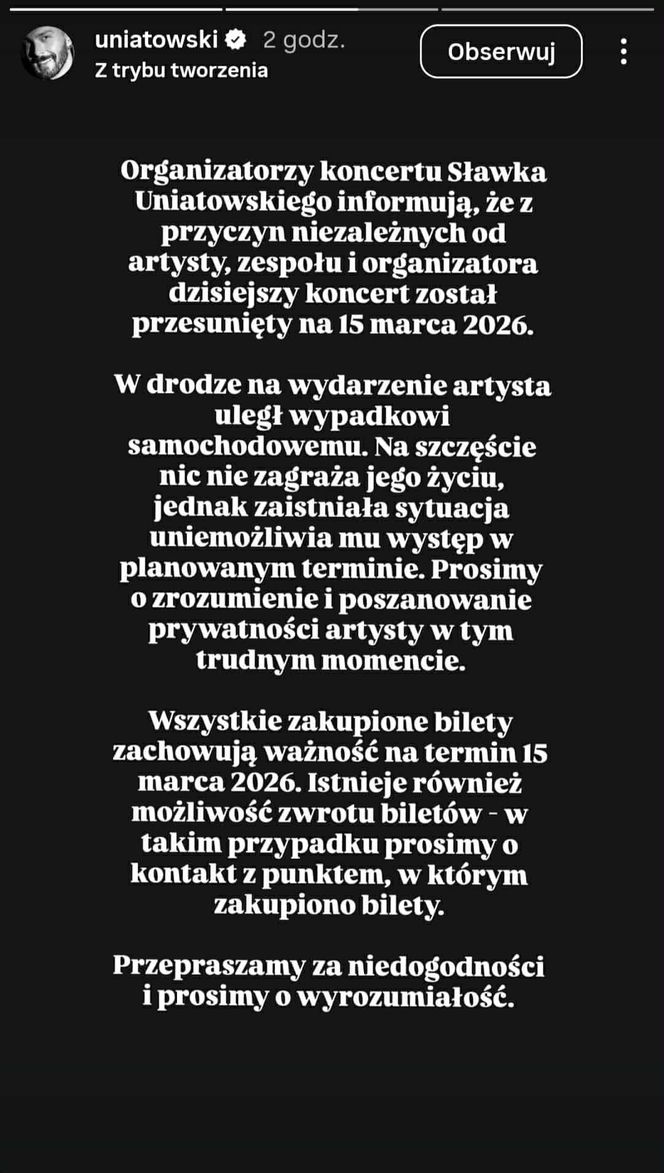 Uwielbiany muzyk uległ wypadkowi. Pokazał zdjęcia! Koncert odwołano