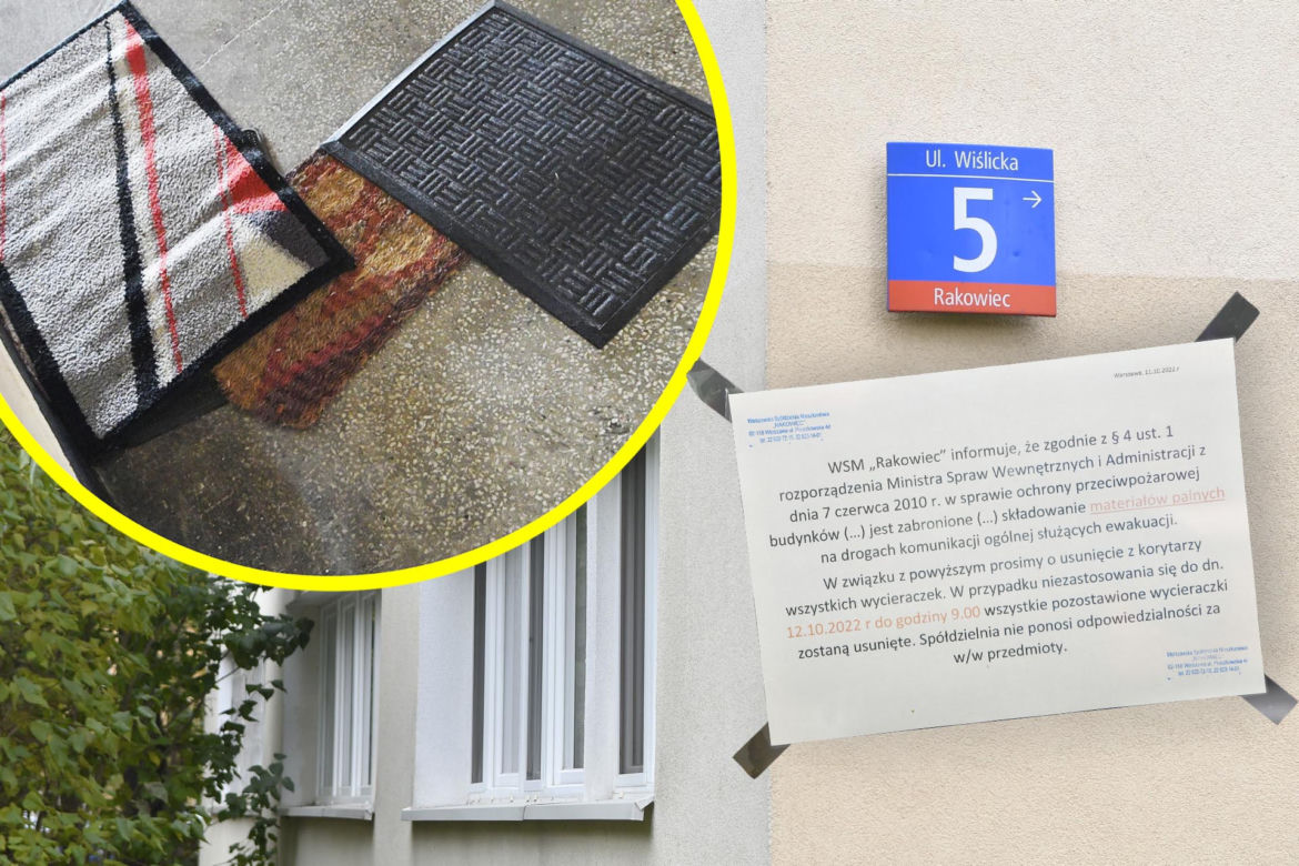 Warszawa. Mają usunąć z klatek wycieraczki, bo… stanowią zagrożenie pożarowe. „Niedługo każą wymontować nam drzwi, bo są z drewna!”