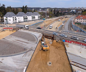 Budowa węzła Łękno - kwiecień 2021