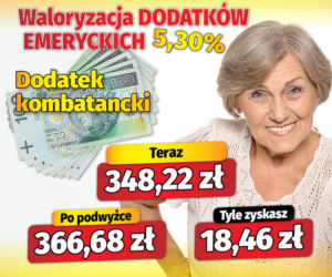Waloryzacja dodatków do emerytur 5,30