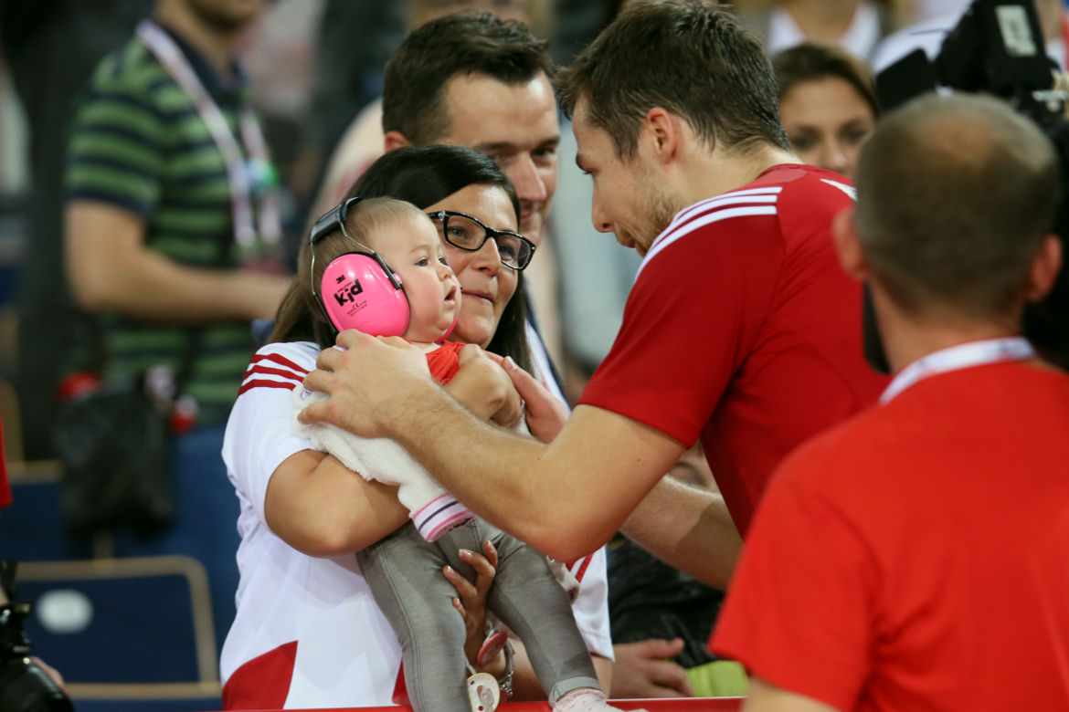 Michał Kubiak z żoną i dzieckiem