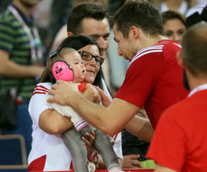 Michał Kubiak z żoną i dzieckiem