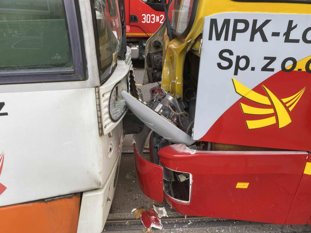 Zderzenie tramwajów na Piotrkowskiej