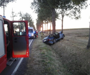 Kierowca BMW wypadł z drogi na zakręcie. Samochód uderzył w drzewo [ZDJECIA]