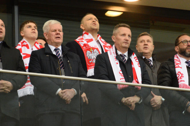 Karol Nawrocki i Przemysław Czarnek na mecze Polska - Albania