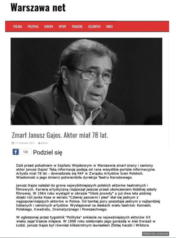 Janusz gajos - portal Warszawa-net.htw.pl
