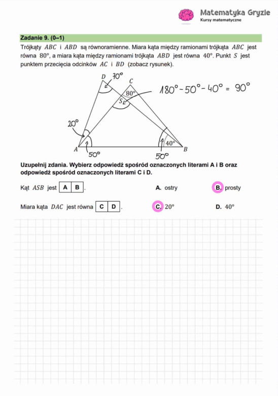 Próbny egzamin ósmoklasisty 2026 - MATEMATYKA. Poprawne odpowiedzi