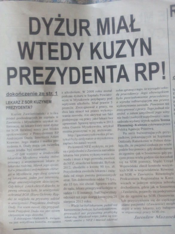 Lekarz, który sprawował dyżur w szpitalu w Zawierciu to... kuzyn Andrzeja Dudy? Sensacyjne doniesienia! [ZDJĘCIA]