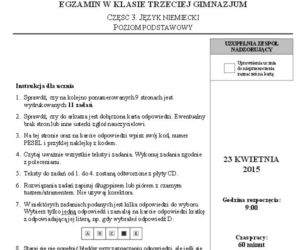 Egzamin gimnazjalny z języka niemieckiego, arkusze poziom podstawowy 1