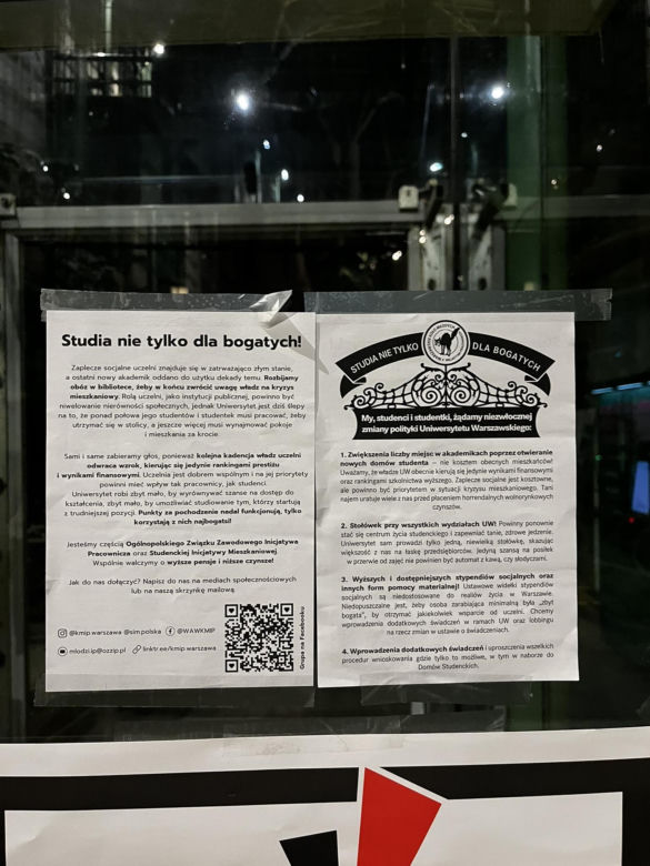 Nocny protest studentów w BUW