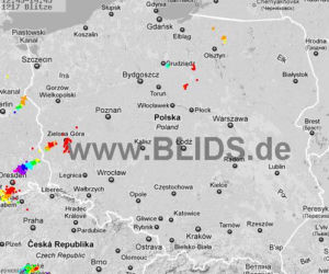 Burze w Polsce, 28.07.2012 - MAPA z godz. 12.45-14.45