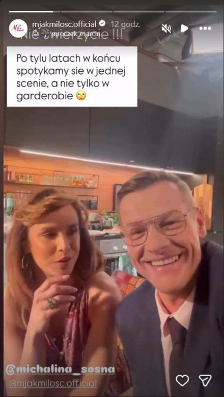 M jak miłość nowy sezon na planie. Kama (Michalina Sosna), Piotrek (Marcin Mroczek)