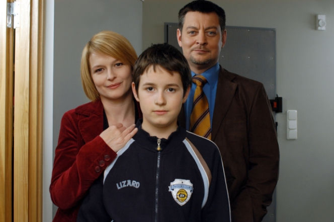 M jak miłość. Marta (Dominika Ostałowska), Norbert (Mariusz Sabiniewicz), Łukasz (Franek Przybylski)
