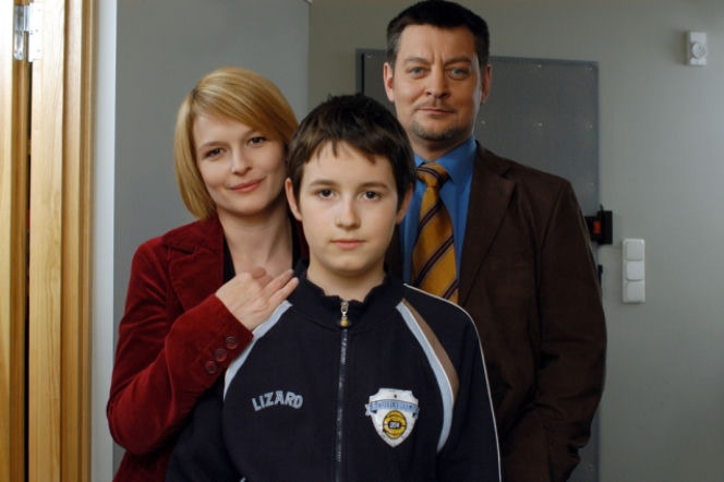 M jak miłość. Marta (Dominika Ostałowska), Norbert (Mariusz Sabiniewicz), Łukasz (Franek Przybylski)