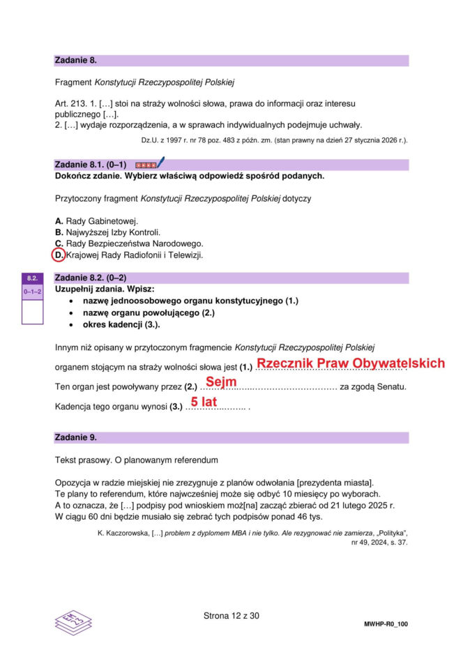 Matura 2026 z rozszerzonego WOS-u: odpowiedzi do wszystkich zadań z arkusza CKE 12.05.2026