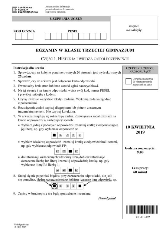 Egzamin gimnazjalny 2019