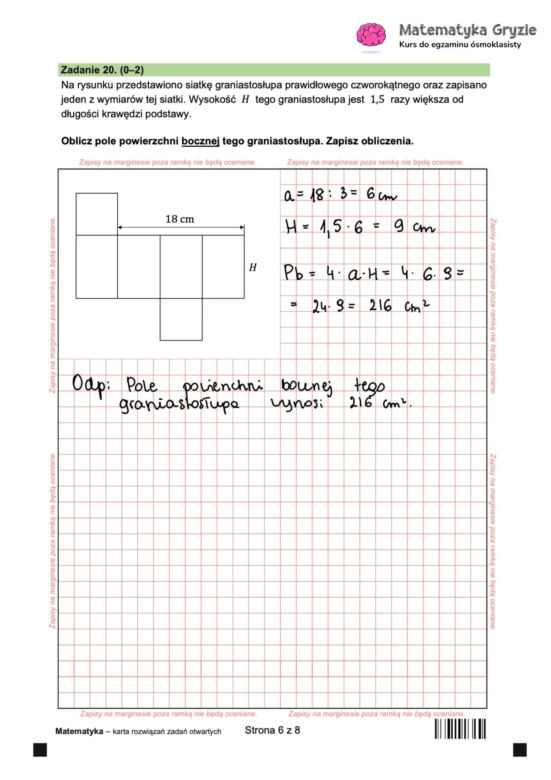 Odpowiedzi próbnego egzaminu ósmoklasisty 2024 z matematyki