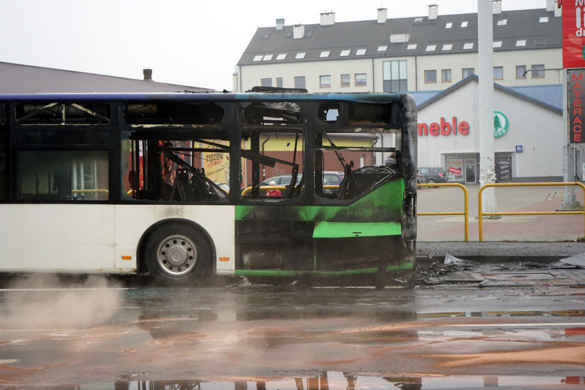 Pożar autobusu na ulicy Ku Słońcu w Szczecinie