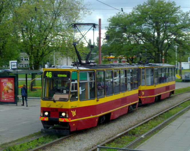 Tramwaj 805Na na linii 46 do Ozorkowa, 2014 r.