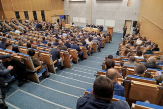 Protest rolników na spotkaniu z ministrem rolnictwa na Uniwersytecie w Siedlcach