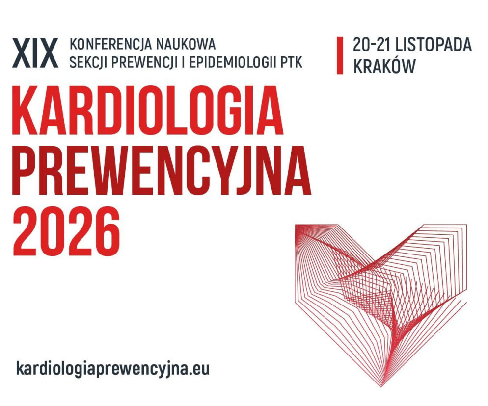 Plakat XIX Konferencji Kardiologia Prewencyjna 2026 w Krakowie. O programie wydarzenia przeczytasz na Poradnik Zdrowie.
