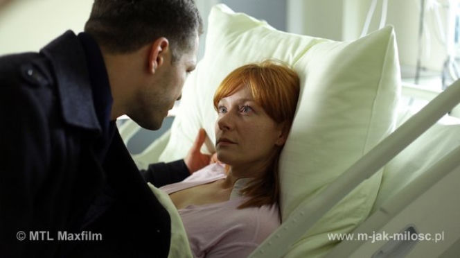 M jak miłość odc. 1044. Tomek Chodakowski (Andrzej Młynarczyk), Agnieszka (Magdalena Walach)