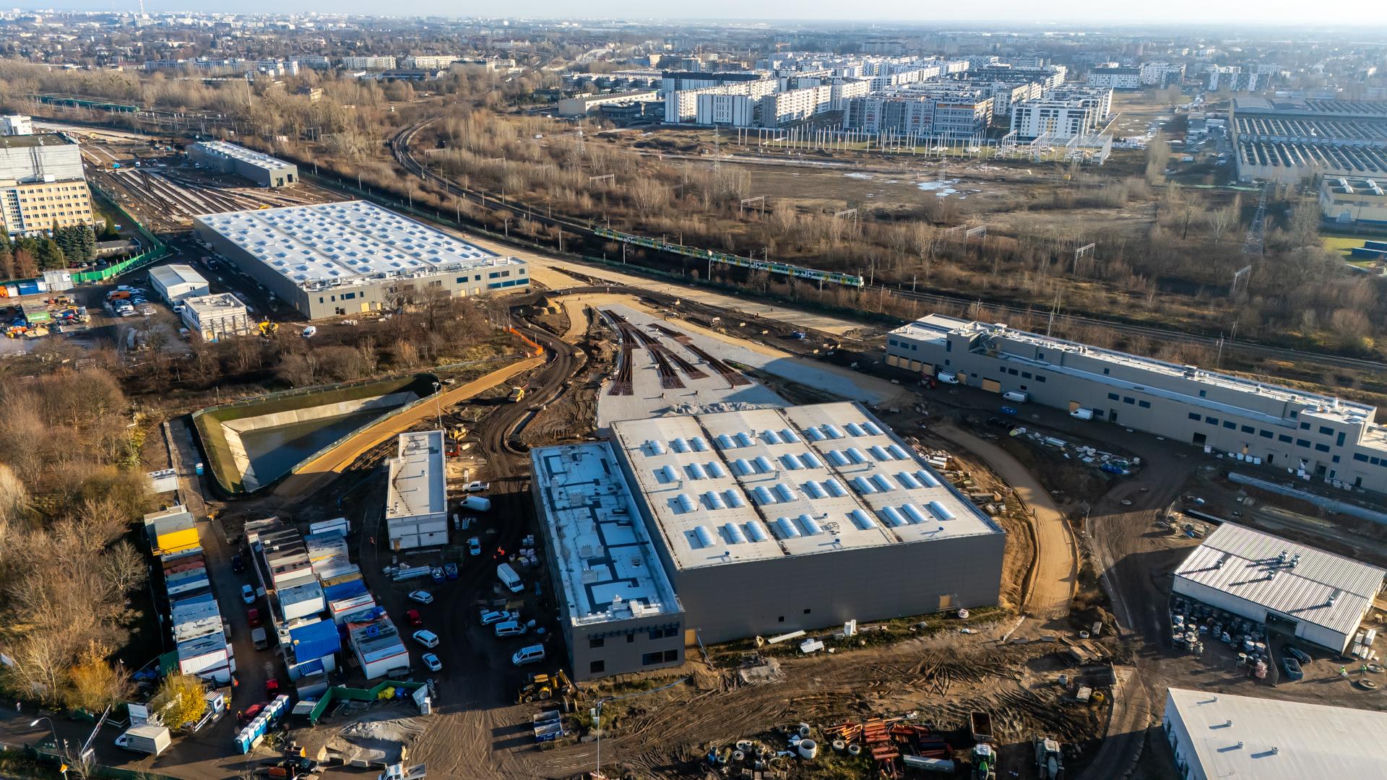 Budowa STP (stacji techniczno-postojowej) Karolin w grudniu 2024