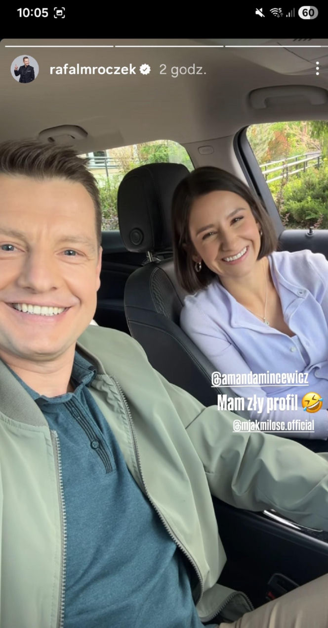 M jak miłość po wakacjach. Agnes (Amanda Mincewicz), Paweł (Rafał Mroczek) na planie