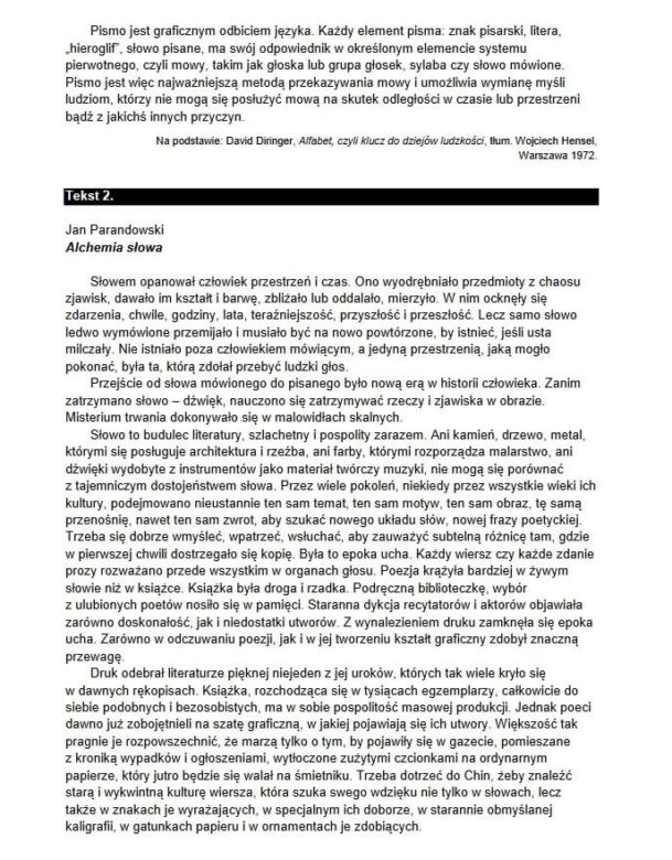 Matura próbna grudzień 2023 - język polski arkusz