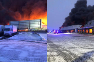 Potężny pożar hali magazynowej pod Poznaniem