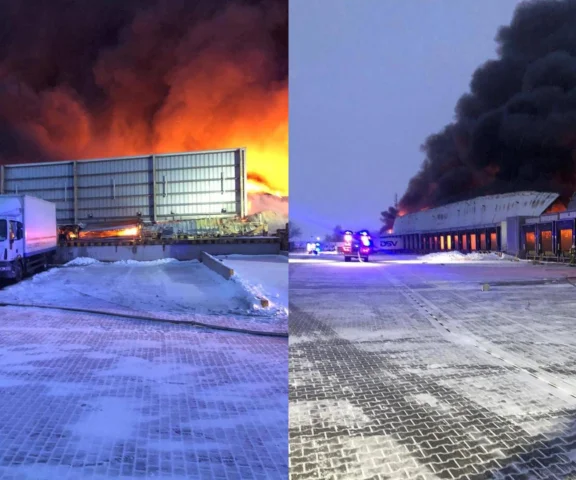 Potężny pożar hali magazynowej pod Poznaniem