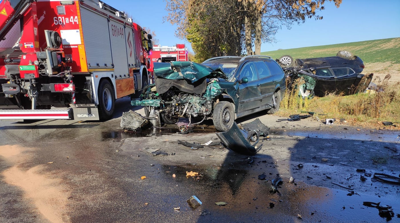 Wypadek trzech samochodów w Zawierciu 