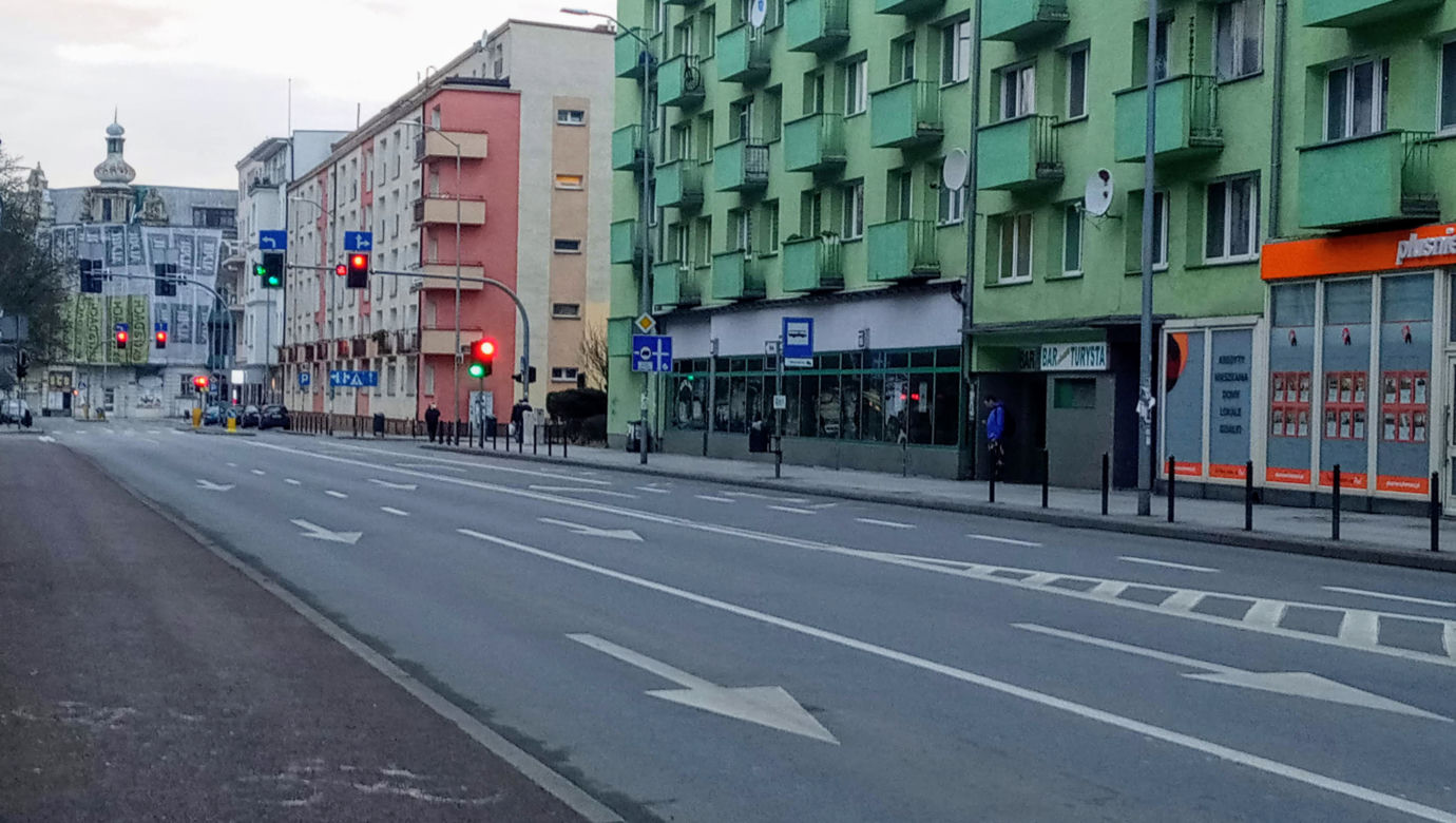 Puste ulice w Szczecinie