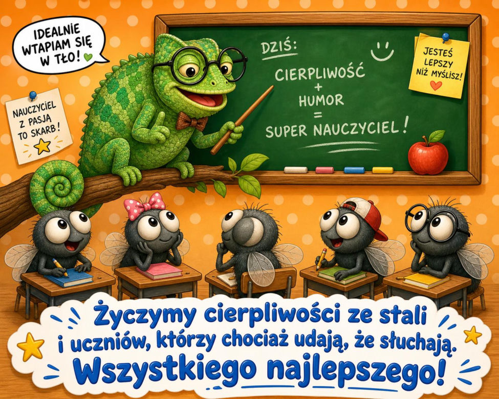 Zabawna kartka z okazji Dnia Nauczyciela