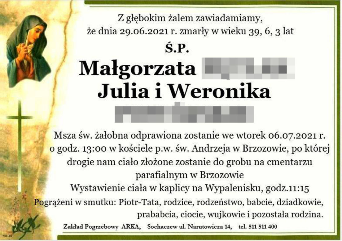 Wypadek w Elżbietowie. Dziewczynki spoczną w grobach razem z mami. Znamy datę i miejsce pogrzebu kobiet i ich dzieci 