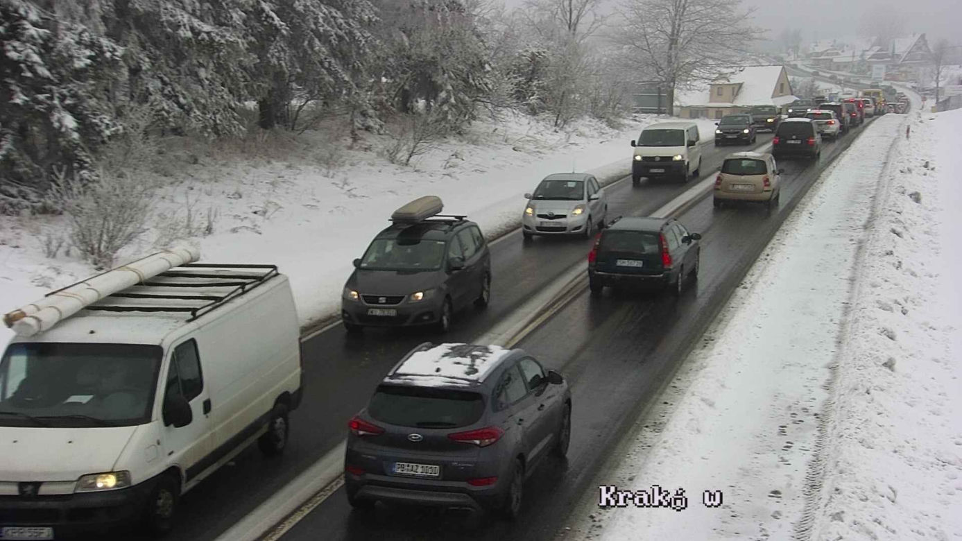 Gigantyczne korki i trudne warunki na zakopiance