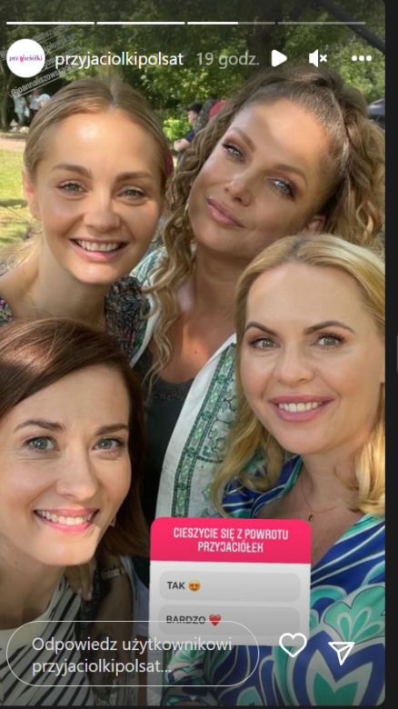 Przyjaciółki po wakacjach 2022. Inga (Małgorzata Socha), Zuza (Anita Sokołowska), Anka (Magdalena Stużyńska), Patrycja (Joanna Liszowska) na planie 20 sezonu