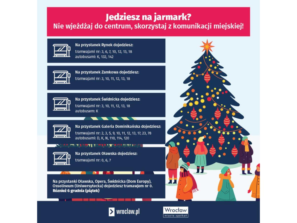 Tak najlepiej dojedziesz na Jarmark Bożonarodzeniowy 2024 we Wrocławiu