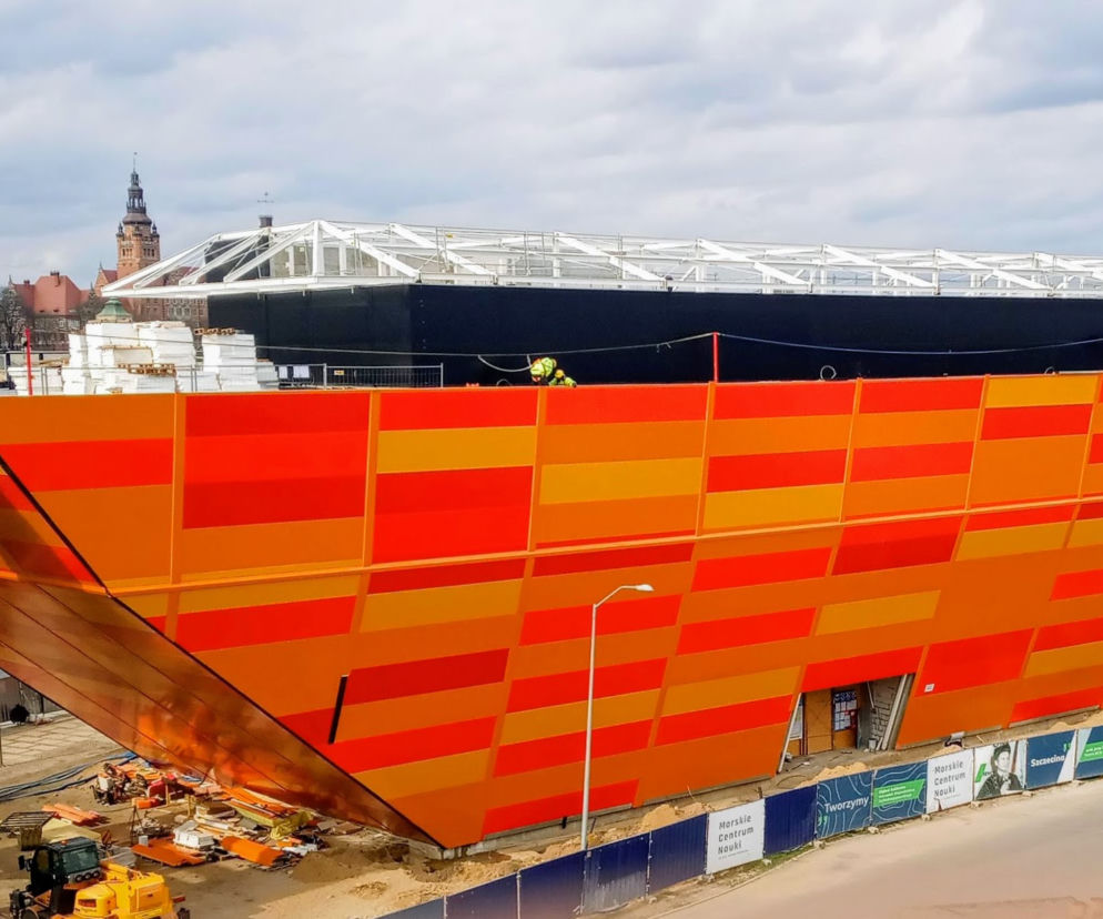 Budowa Morskiego Centrum Nauki w Szczecinie - kwiecień 2021