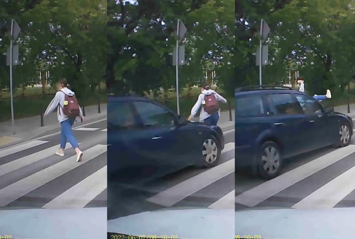 Staranował fordem pieszą na pasach. Wszystko zarejestrował inny kierowca