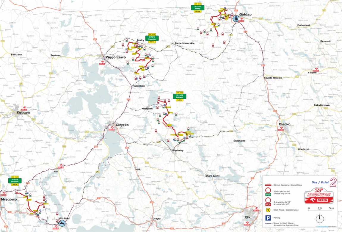 74. Rajd Polski 2017, odcinki specjalne dzień 2 - MAPA