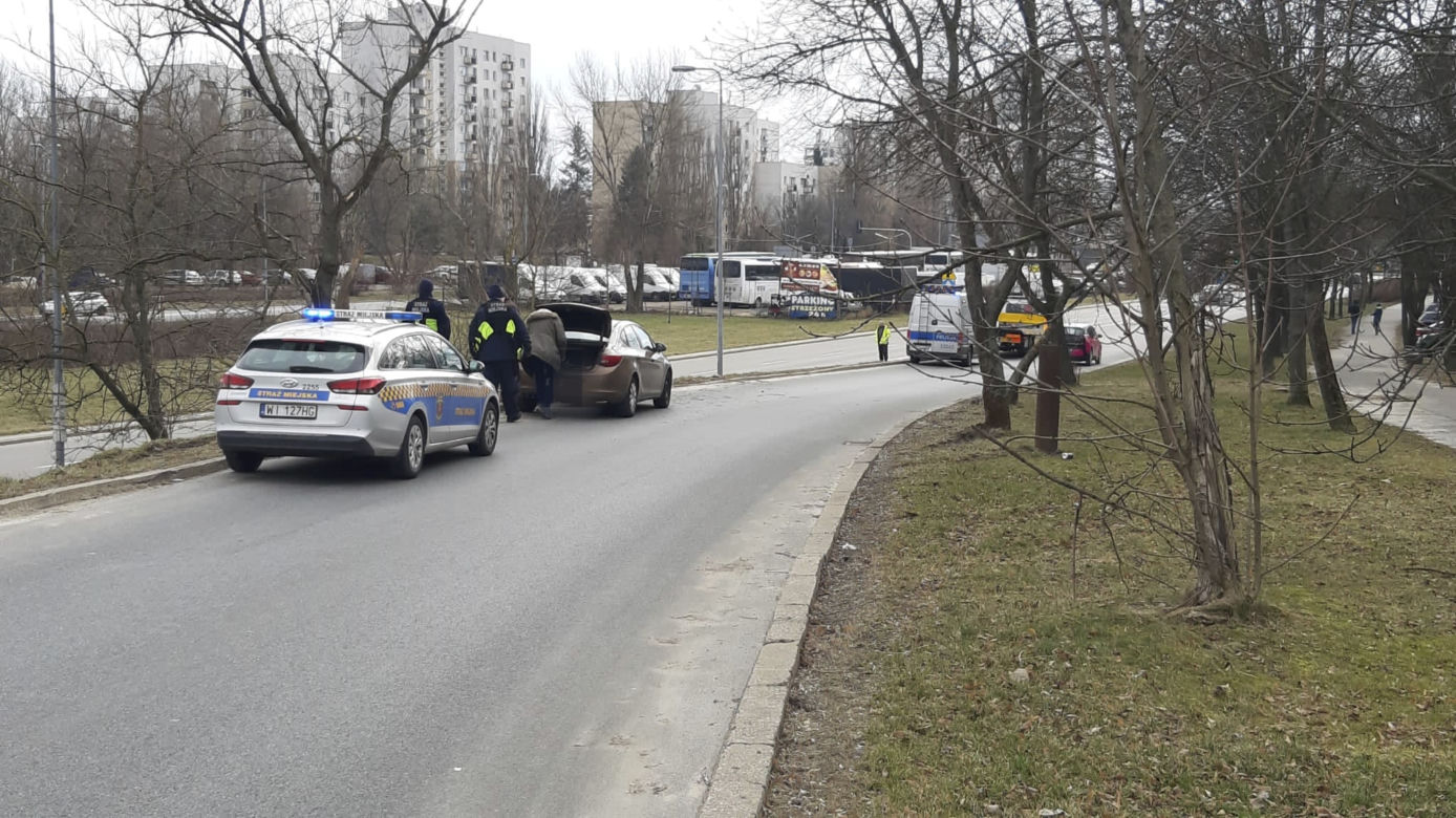 Huknął w drzewo, połamał latarnię. Pijany kierowca kompletnie rozbił mercedesa
