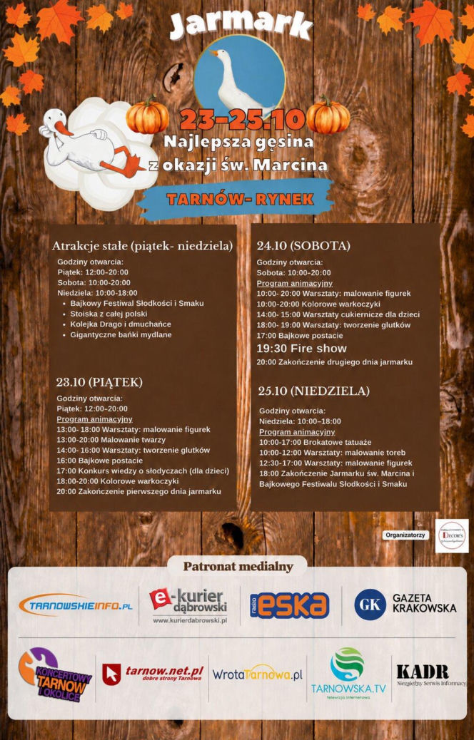 Plakat z programem Jarmarku z okazji św. Marcina