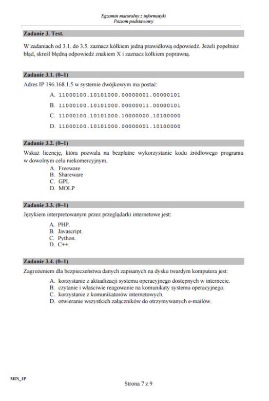 Matura 2017 informatyka. ARKUSZE poziom podstawowy