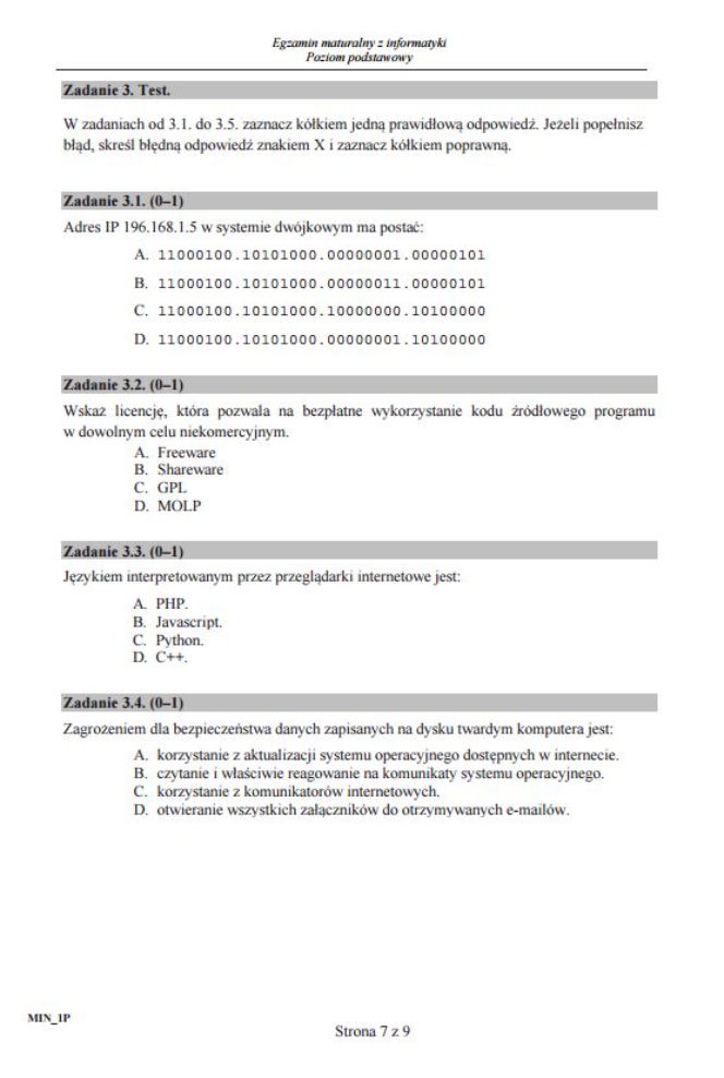 Matura 2017 informatyka. ARKUSZE poziom podstawowy