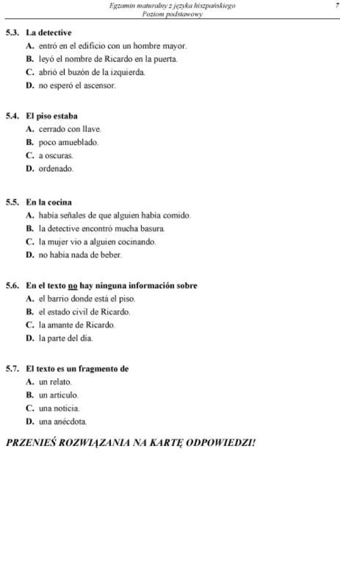 Matura 2012 hiszpański podstawowy 